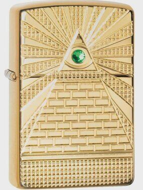 Eye of Providence Deep Carved Armor Lighter, High Polish Brass Zippo Lighter
